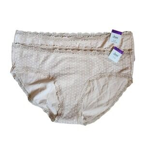 Jenni Intimates Underwear Womens XXL 2XL Chai Dots Set of 2 Panties Lace Trimmed
